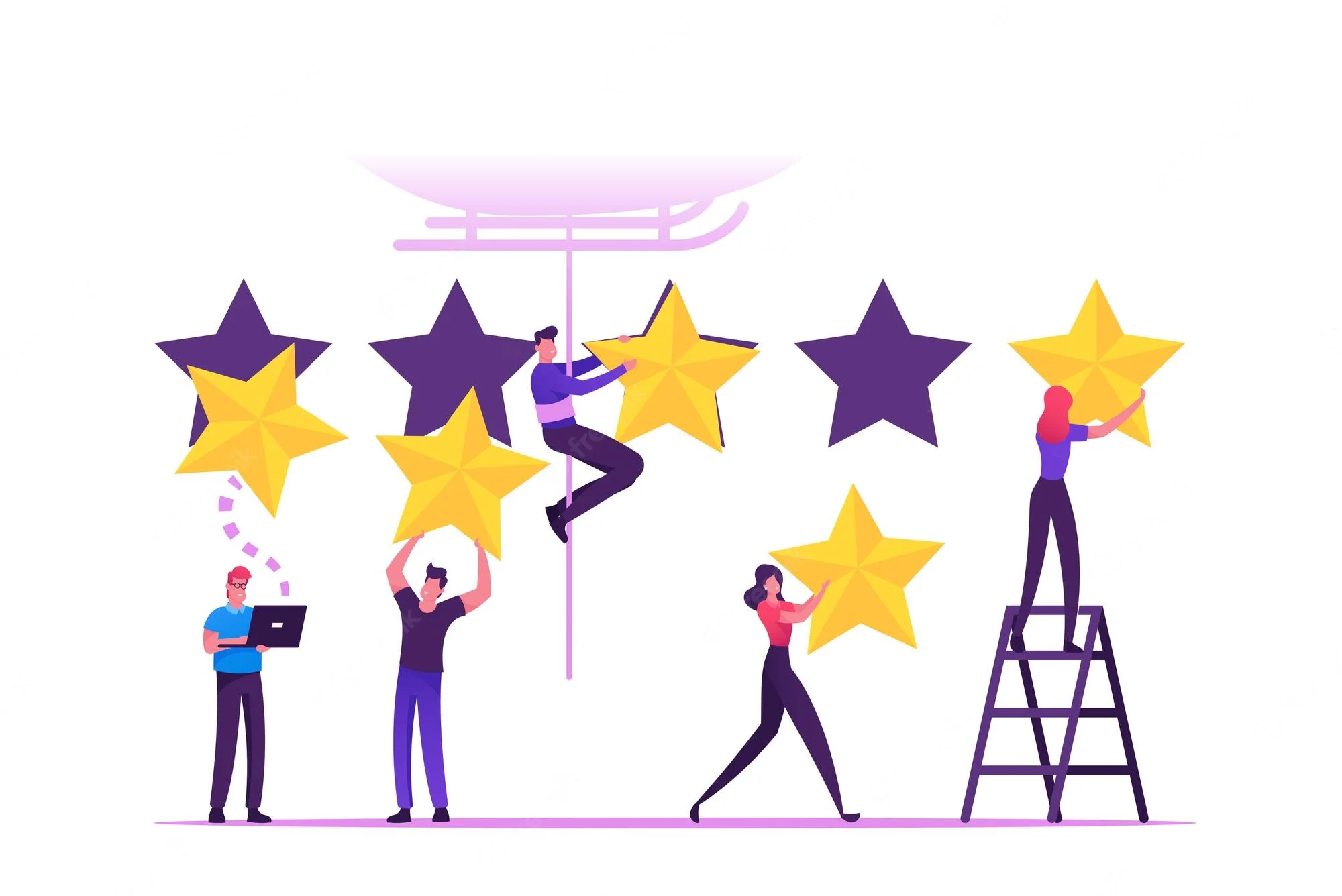 Five star Google review avatars from satisfied clients